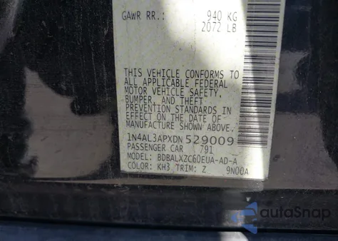 2013 Nissan Altima 2.5 Sl z USA, uszkodzony, nr VIN 1N4AL3APXDN529009